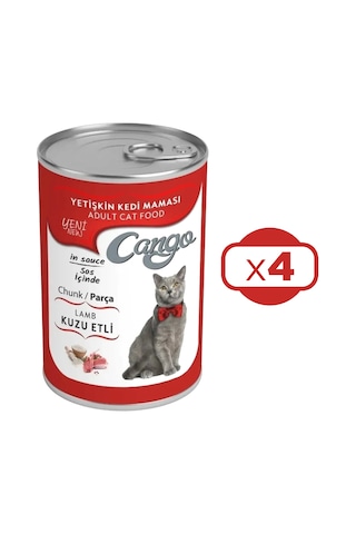 Cango Kuzu Etli Konserve Yetişkin Kedi Maması 4 x 415 G