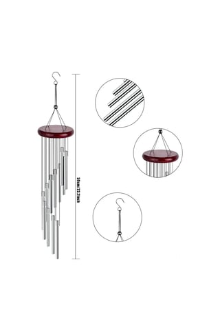 Geeksen "12 Borulu Metal Bahçe Rüzgar Çanı - Ahşap Ve Alüminyum Melodik Dekor"