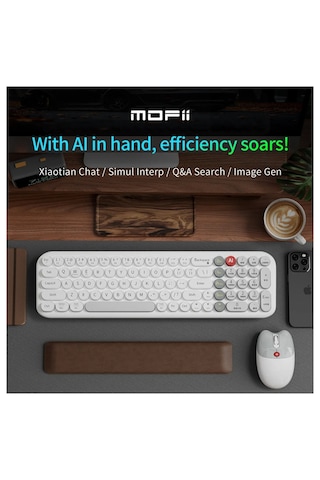 Mofıı Mk001 Aı Kablosuz Klavye Mouse Seti 2.4g + Bluetooth Çift Modlu 85 Tuş Optik