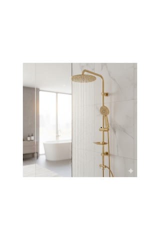 Elmas Duş Gold Oval Tall Sistem Duş Seti Altın