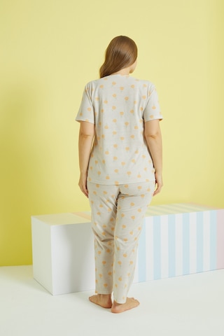 Siyah İnci Curve Büyük Beden Battal Boy Örme Pijama Takımı 24103629 Çok Renkli
