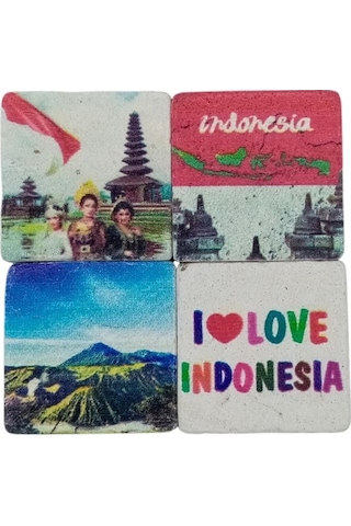 Endonezya Temalı Dörtlü Taş Magnet