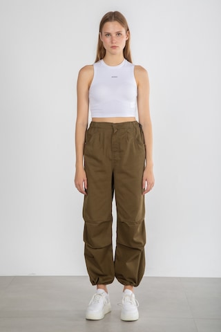 Beli Paçası Lastikli Ipli Gabardin Pantolon - Haki-Haki