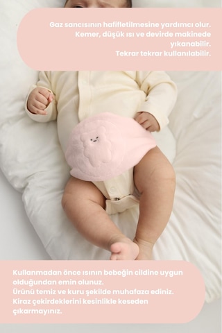Pembe Doğal Kiraz Çekirdeği Dolgulu Bebek Kemeri Kiraz Çekirdekli Bebek Bel Kemeri