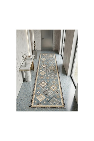 Dekoratif Halı Kaymaz Taban Leke Tutmaz Yıkanabilir Kilim Özel Ölçü Salon Halısı 3054 Çok Renkli