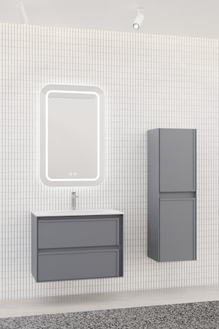 Elisa 80 Cm Banyo Dolabı - Antrasit Boy Dolap Dahil Antrasit