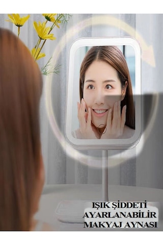 Işıklı Makyaj Aynası Şarjlı 3 Renk Beyaz Işık Gün Işığı Ve Sarı I