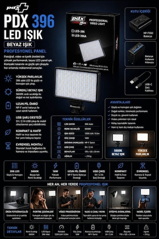 Pdx 396 Led Işık Beyaz Profesyonel Panel
