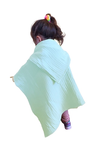 Joyous Mom Kids Organik Muslin Banyo Kese Ve Havlu Seti Mint