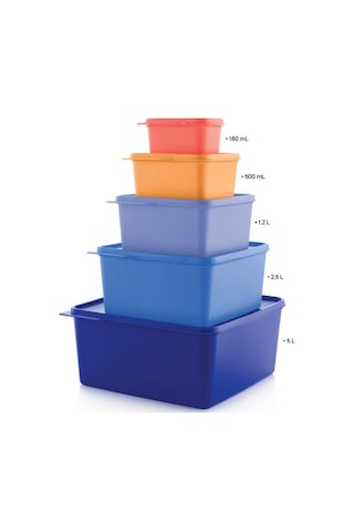 Tupperware Kare Saklama Kabı 5'Li Çok Amaçlı Kutu Renkli Hsgl