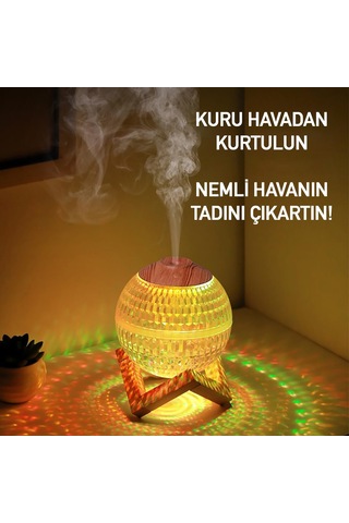 Robeve Buhar Makinesi Kristal Küre Mini Usb Nemlendirici & Gece Lambası 7 Renk Led, Otomatik Kapanma, 350 Ml Kapasiteli Hava Nemlendirme Ve Aromaterapi Difüzörü