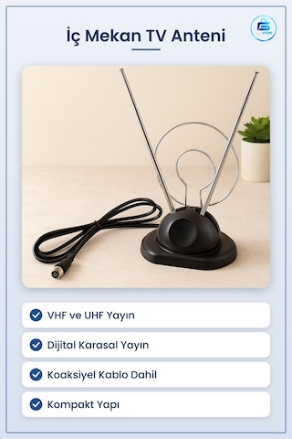 İç Mekan Tv Anteni Vhf Uhf Dijital Karasal Yayın Ev Ofis Televizy