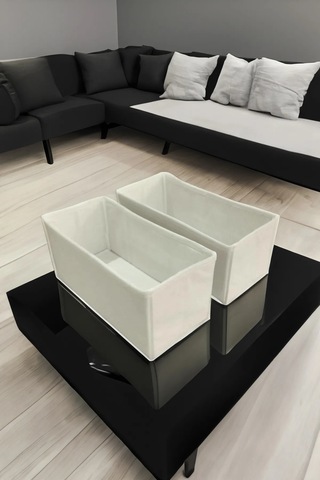 2'li Krem Çekmece Içi Düzenleyici Organizer Set - Çok Amaçlı Dola Krem