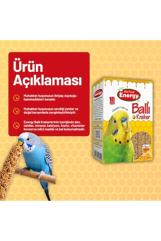 Ballı Muhabbet Kuşu Krakeri 10'lu- 25 Adet 10 Adet