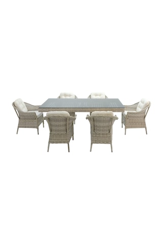Spark Rehome 100x200 Rattan Bahçe Masa Takımı 316 Gri