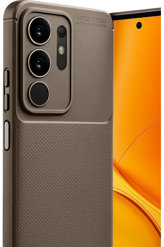Vivo Y29 4g Uyumlu Kılıf Karbon Tasarım Kamera Korumalı Silikon Telefon Kılıfı Kapak Kahverengi
