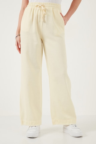 Lela Pamuklu Relaxed Fit Yüksek Bel Geniş Paça Bayan Pantolon 668Yp5275 Sarı