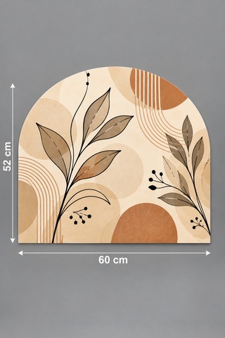 Gökçeoğlu Cam Ocak Arkası Koruyucu Cam Koruyucu Tezgah Ankastre Arkası Oval Şekilli Minimal Botanik Temalı 52 X 60 Çok Renkli