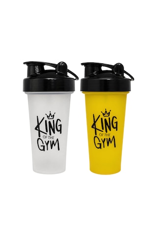 King Of The Gym Shaker 650 Ml Ölçekli Ve Sızdırmaz Kapaklı Protein Shaker 2'li Set Şeffaf+sarı Şeffaf-sarı