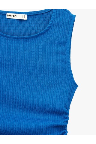 Koton Bürümcük Kumaş Dokulu Slim Fit Kolsuz Bisiklet Yaka Atlet Mavi 6sak70027uk