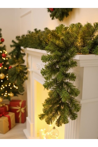 Yılbaşı Dekor Süsleri Yeşil Çam Dalı Garland Yılbaşı Ağacı Süsü 240 Cm, 100 Dal Diğer