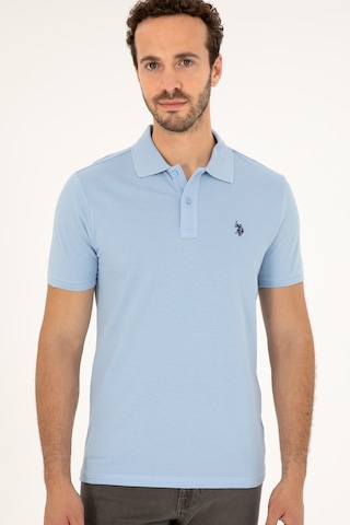 U.S. Polo Assn. Erkek Slim Fit Polo Yaka Açık Mavi Basic Tişört 50279573-VR003