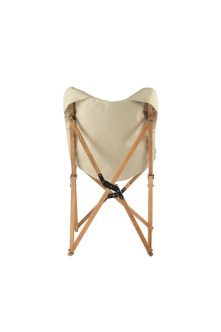 Bag The Joy Kids Ahşap Katlanır Kamp Sandalyesi Kahverengi İskelet - Bej Kılf Bej