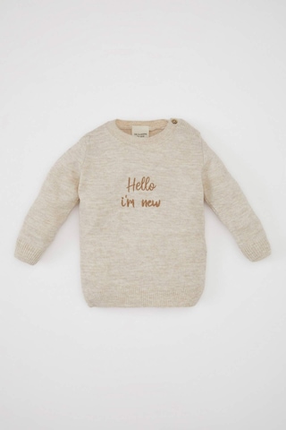 Defacto Erkek Bebek 2'li Takım Uzun Kollu Nakış Bisiklet Yaka Triko Kazak Ayarlanabilir Askılı Örgü Desenli Triko Salopet C9592A524AUBE341 Mavi