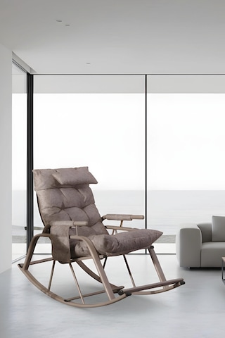 Lumis Garden Sallanan Sandalye, Metal Ayaklı Tv Koltuğu, Sallanan Tekli Koltuk Kahverengi