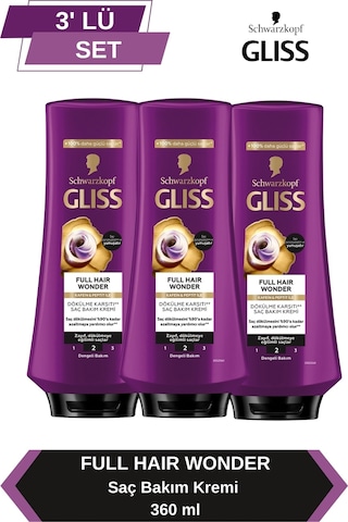 Gliss Full Hair Wonder Dökülme Karşıtı Saç Bakım Kremi 360 Mlx3 Adet set-hnkl-1515-753