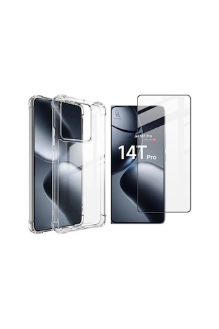 Xiaomi Mi 14t Pro Uyumlu Köşe Dolgulu Anti Shock Telefon Kılıfı Ve 5d Kırılmaz Cam Ekran Koruyucu