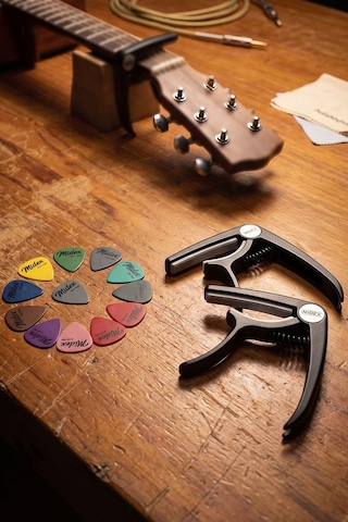 Lastvoice LCT-90BK-X Kaliteli Gitar Capo Sağlam Tutuş ( 2'li Set+12 Pena)