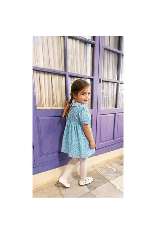 Poala Kids Mavi Çiçekli Elbise