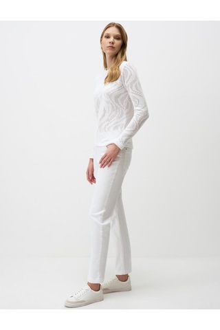 Jimmy Key Jimmy Key Beyaz Normal Paça Yüksek Bel Cepli Dokuma Pantolon 6sw185478100