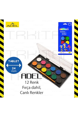 Adeland 12 Renk Sulu Boya Fırça 12 Li