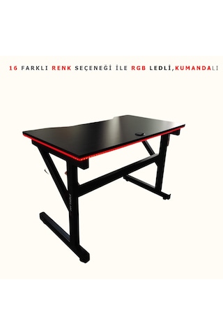 Led'li 130x65x76 Rgb'li Kumandalı Oyuncu Masası Siyah