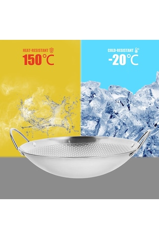 Paslanmaz Çelik Wok Kızartma Tavası, Yapışmaz Woks Ve Karıştırma Tava, Yuvarlak Tabanlı Çift Kollu Tencere Paslanmaz Çelik