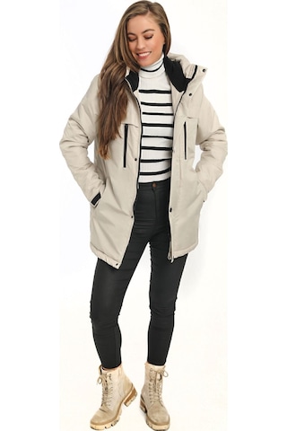 Freemen Kadın Taş Polarlı Kürklü Su Ve Rüzgar Geçirmez Kapüşonlu Kışlık Mont Taş