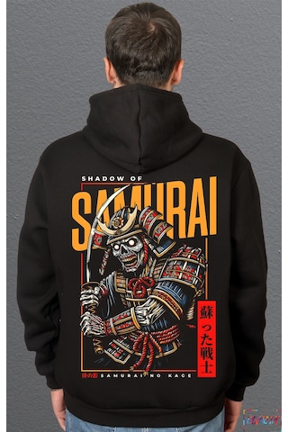 Bumeta Shadow Of Samurai Samuray Sweatshirt Unisex Kapüşonlu Hoodie Siyah