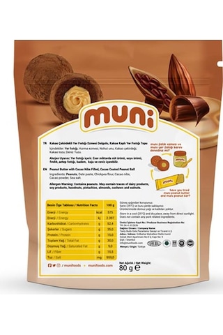 Muni Kakao Çekirdekli Yer Fıstığı Topu 6 x 80 G