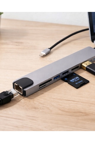 Çevirici & Dönüştürücü Çok Fonksiyonlu Type C Hub Usb Hdmı Ethernet Kart Okuyucu Diğer