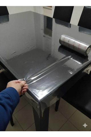 Şeffaf Pvc Masa Örtüsü Kaymaz Su Geçirmez Masa Koruyucu 1.4 Milim Beyaz
