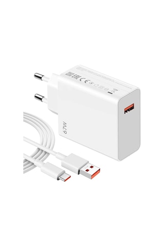 67w Hızlı Şarj Adaptörü + Type-c Kablosu Süper Hızlı Şarj Cihazı 1 Metre