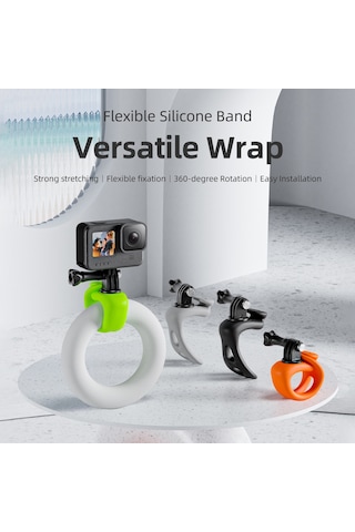 Springsun Telesın Tlq-001 Ayarlanabilir Bilek Kayışı Montajı Esnek Bileklik Aksiyon Kamerası İçin Silikon Malzeme 360 Döndürülebilir Gopro
