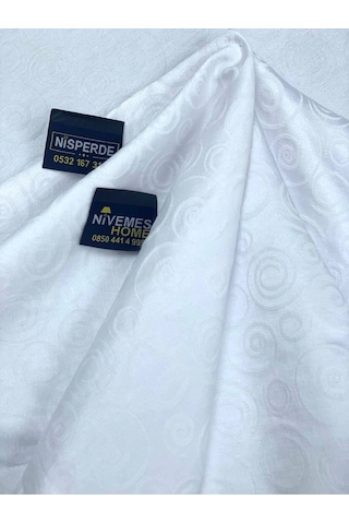Nivemeshome 140x200 Beyaz Daire Sembol Leke Tutmaz Masa Örtüsü Beyaz