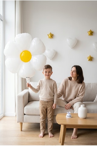 Papatya Folyo Balon 40x50 Cm Bahar Yaz Çiçek Temalı Doğum Günü Parti Süsü Çok Renkli