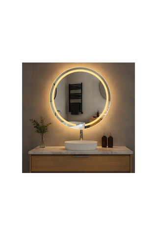 Familieconcept Melisa Serisi Oval Dokunmatik Ledli Banyo Makyaj Aynası Metalik