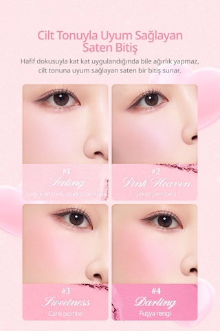 Dasique Karıştırılabilir Renk Tonlarına Sahip 4lü Allık Paleti Blending Mood Cheek 14 Love Heart 14 Love Heart