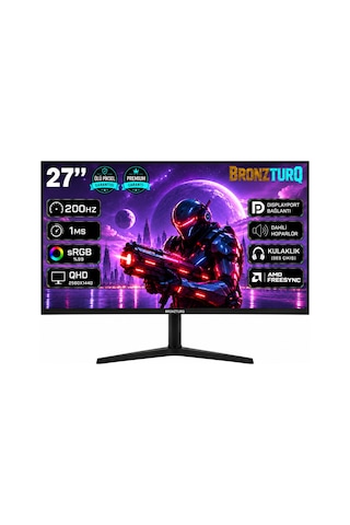 Bronzturq 27" 200hz 1 Ms Dp + Hdmı Qhd 2560x1440 Monitör Btq270qhd165-aa