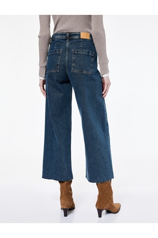 Koton Yüksek Bel Rahat Kalıp Geniş Paça Jean Pantolon - Culotte Jeans Green Cast 6wal40213md Yeşil